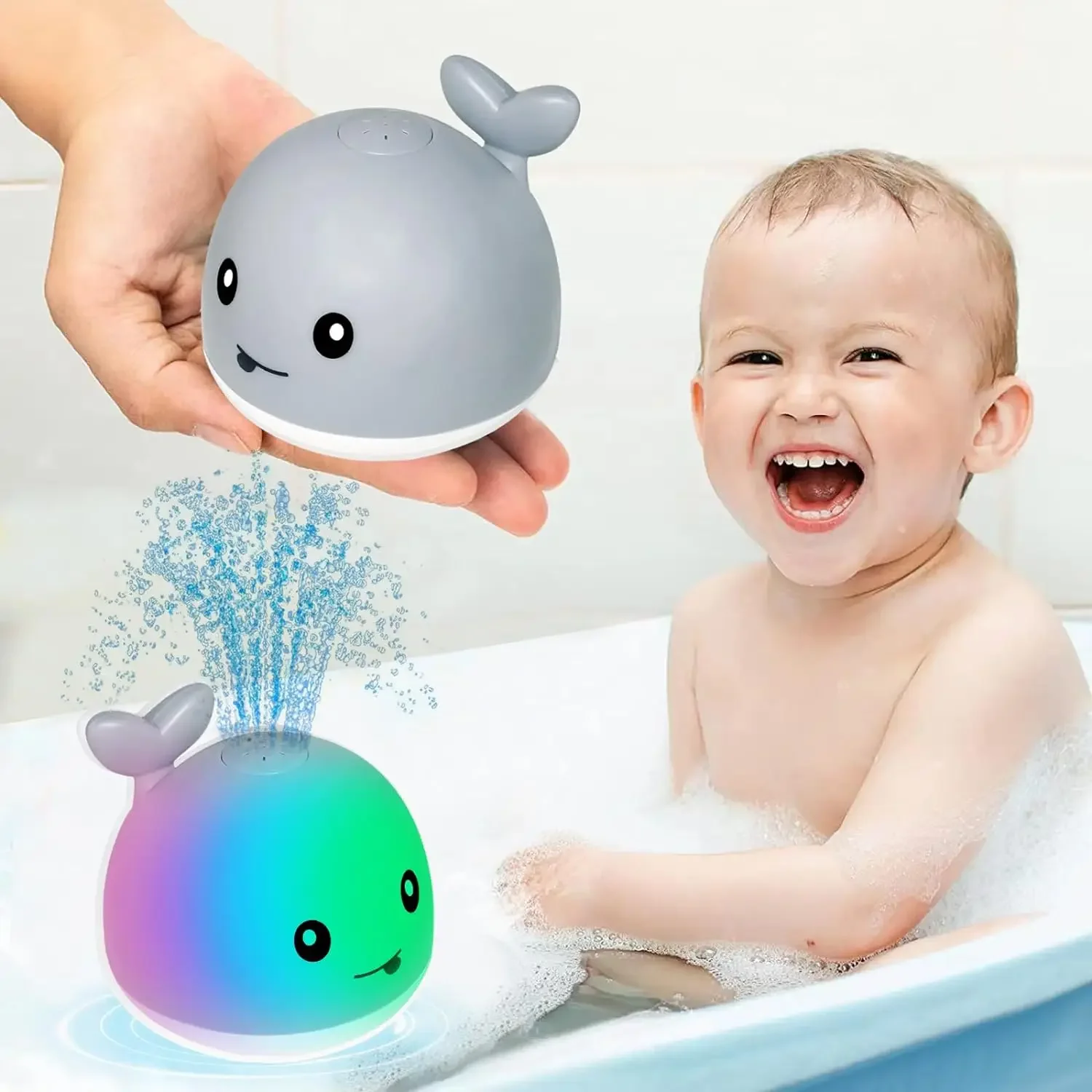 

Waterproof Baby Bath Toys Whale Automatic Bathroom Toy Sprinkler Glowing LED Light toy,kids Infant Swim Pool Bathroom Toys Gifts