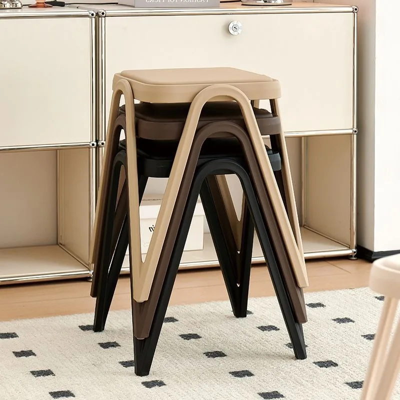 Plastic stool household thickened stackable square stool, strong and durable table spare high bench simple  room