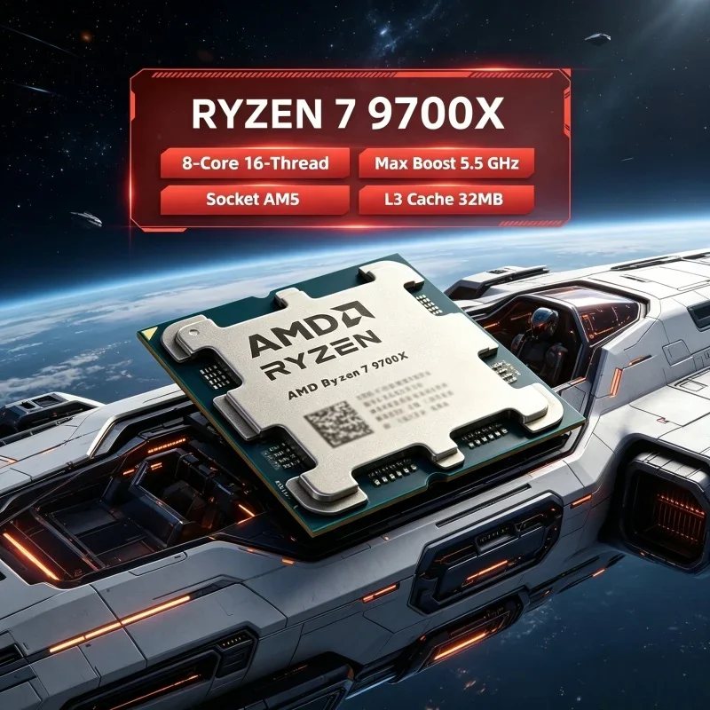

AMD Ryzen 7 9700X Desktop Processor 8 Core 16 Thread 5.5GHz Unlocked Socket AM5 Loose Chip For Gaming PC Build