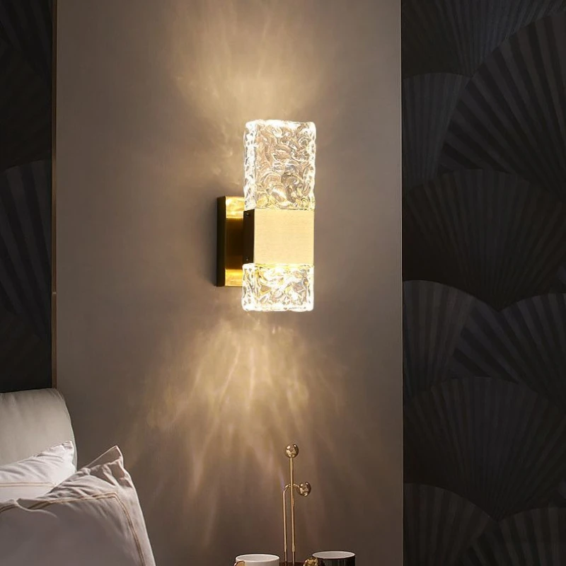 Crystal Rectangular Wall Lamp, Living Room Background Wall, Light Luxury, Simple and Modern Bedroom, Bedside, Staircase,Corridor