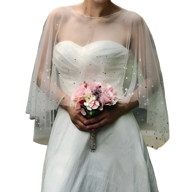 Elegant Bridal Shawl for Wedding Dress Overlay Tulle for Wedding Bride