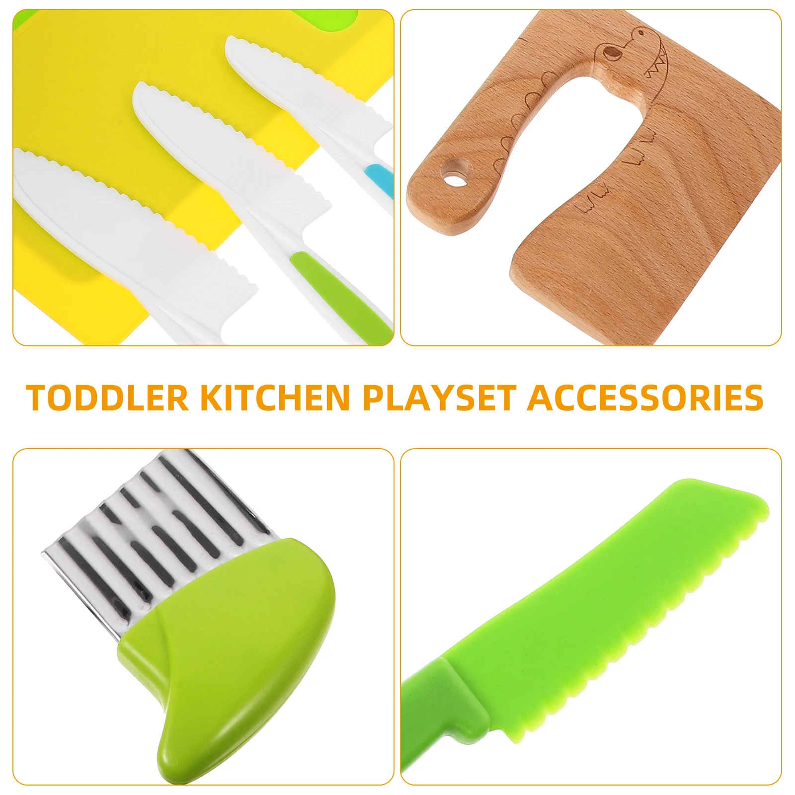 

1Set Children's Kitchen Cooking Set Montessori Simulation Plastic Wood Pretend Play Educational Development Gift