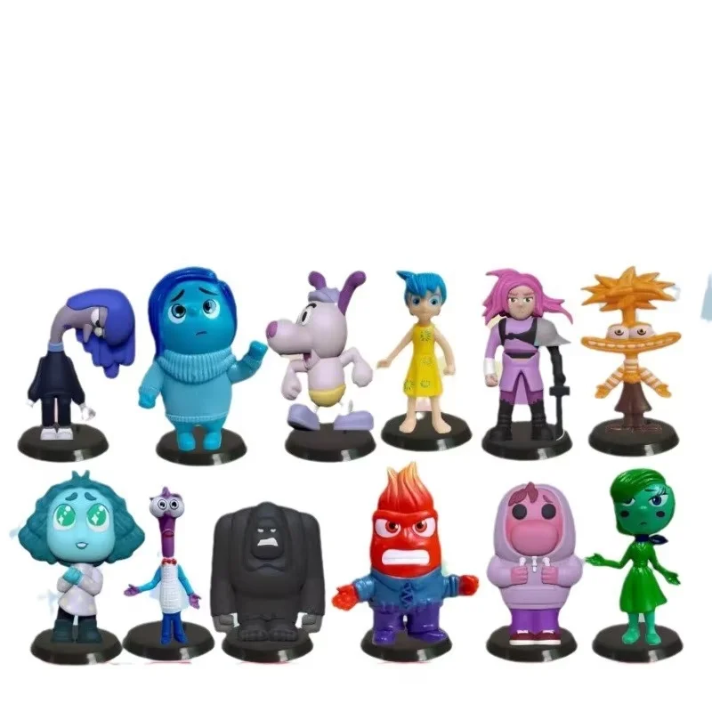 12pcs/Set Inside Out 2 Action Figure Toy Cartoon Movie Joy Anxiety Anger Sadness Disgust Fear Model Doll Kids Chrismas Gift