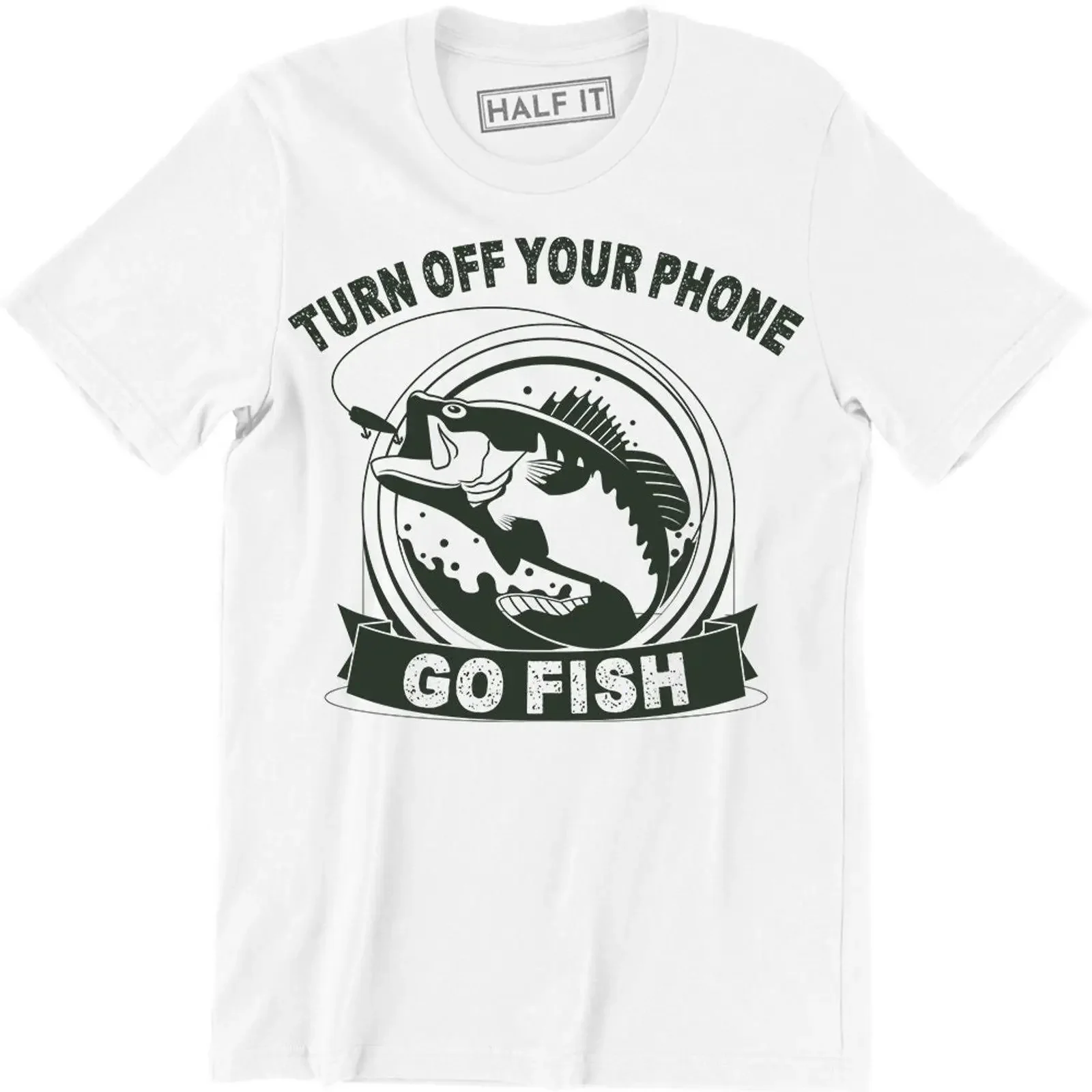 Turn Off Your Phone Go Fish T Shirt Funny Work Meme Men's vintage Washed fashion Stylish Comfortable Soft Unisex graphic