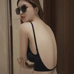 Sexy Large Backless Bra for Women, Beautiful Back Sling Underwear, Thin Section, Seamless Small Chest Gathered, Strapless Bra