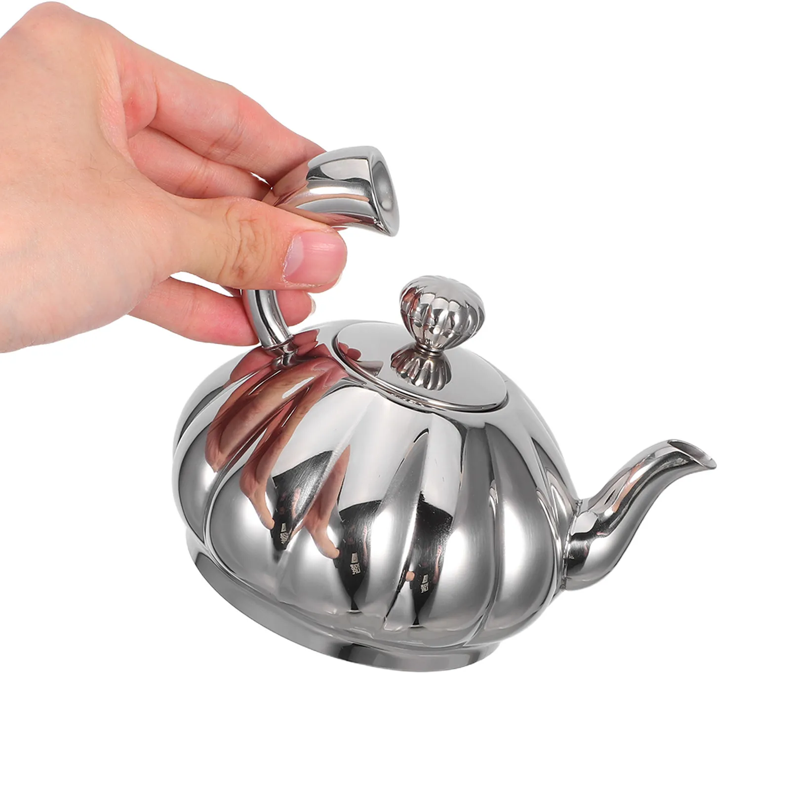 

350 Ml Stainless Steel Pumpkin Teapot with Removable Infuser for Loose Leaf Tea Brewing Stovetop Tea Maker Small Elegant