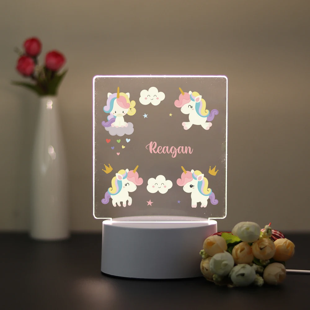 Personalized Custom Unicorn DIY  Led Night Light Gift For Kids Night Light 3D Illusion Lamp