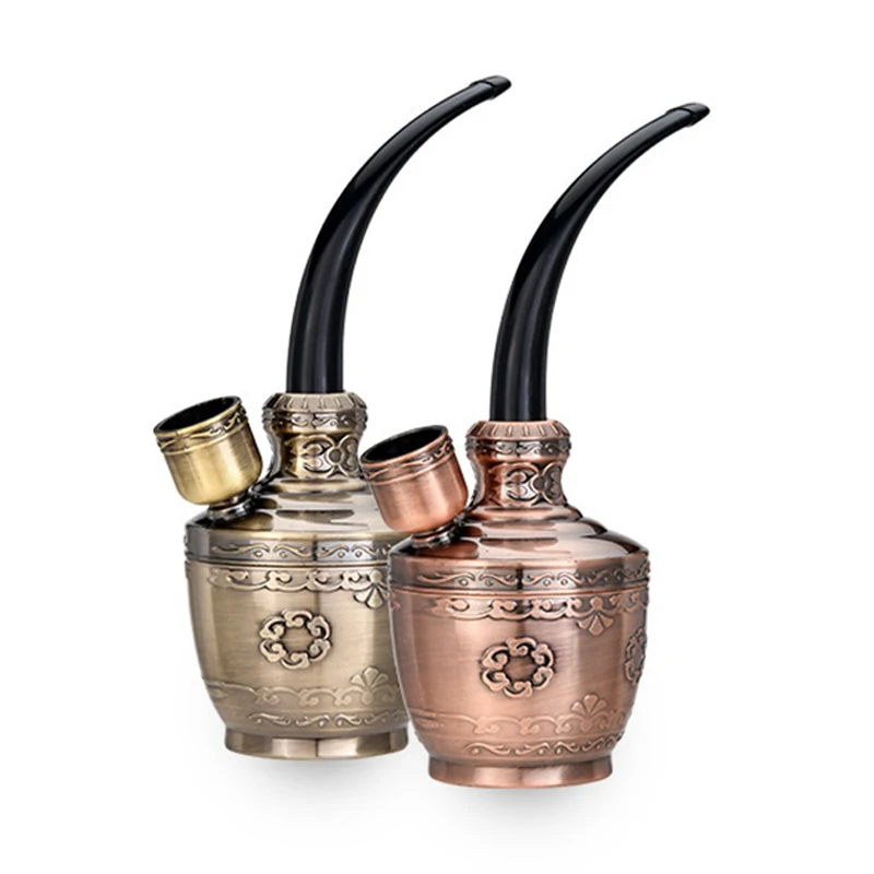Creative Bronze Hookah Pipe Hookah Pipe Holder Portable Hookah Filter Smoke Metal Pipe Healthy Water Circulation Filter Tar Gift