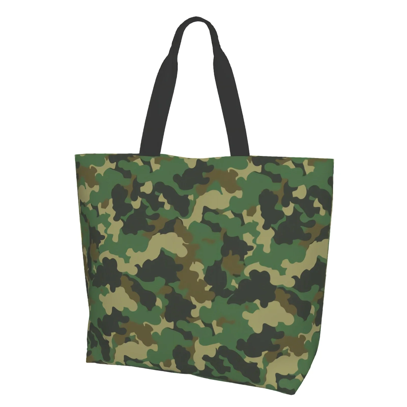 Green Abstract Camouflage Extra Large Grocery Bag Camo Forest Reusable Tote Bag Shopping Travel Storage ToteShoulder Bag