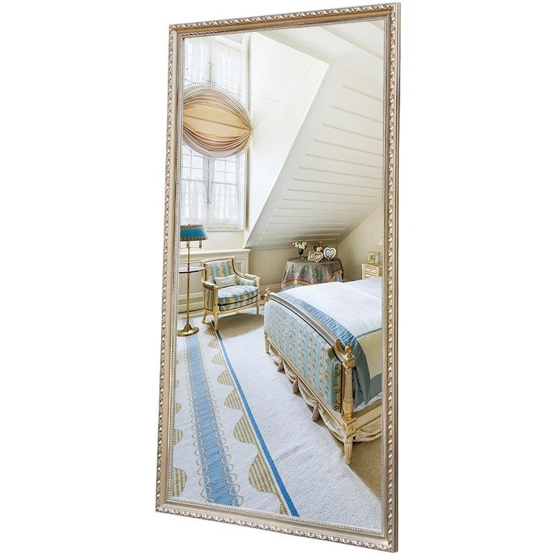 

European-style full-length mirror solid wood fitting wall-mounted full-length mirror simple floor-to-ceiling clothing