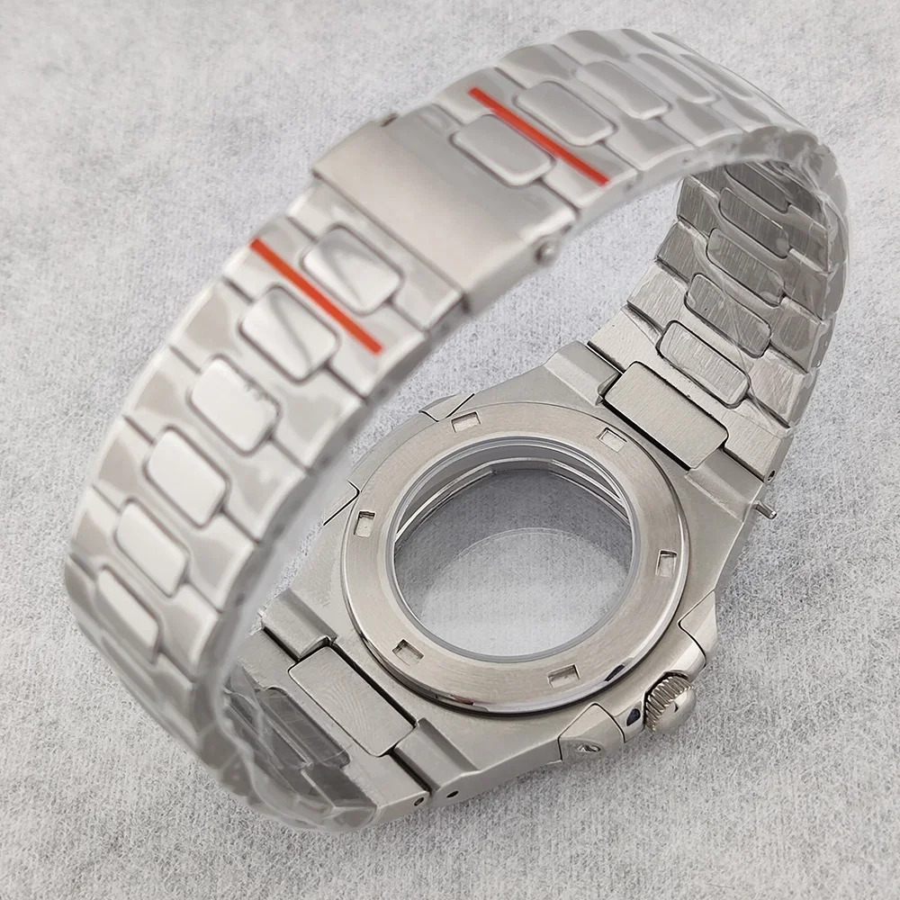 스테인레스 스틸 사파이어 유리 방수 시계 케이스, 나비 버클 스트랩, NH35 NH36 무브먼트에 적합, 41mm 케이스