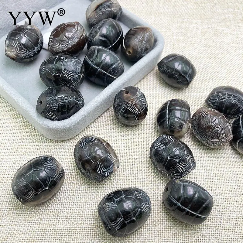 5PC Natural Black Ox Horn Turtle Gemstone Beads 22x19mm Jewelry Handmade Making Diy Necklace Bracelet Earring Tibetan Dzi Bead