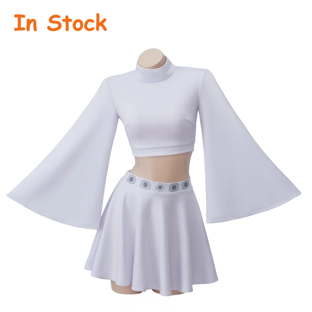 In Stock Movie Leia Slave Cosplay Women Sexy White Dress Outfits Princess Leia Crop Samurai Clothes Women Halloween Party Suit