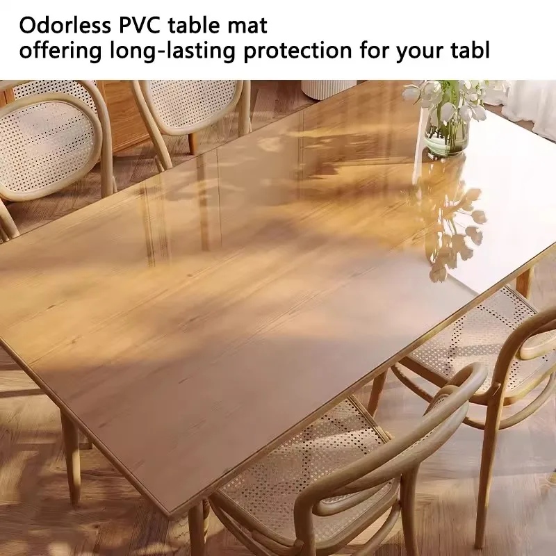 Weiche Glastischdecke, transparente PVC-Tischdecke, wasserdicht, ölbeständig, für Küche und Esszimmer, rechteckige Tischdecke, matt, klar – Detail 10