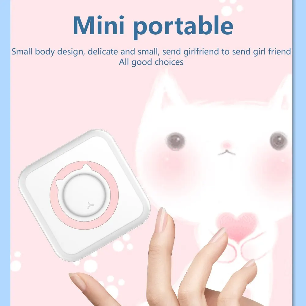 Mini Printer Portable Thermal Stickers Paper Inkless Bluetooth Wireless Impresora Android IOS Portable Label Printer image 2