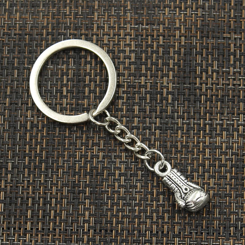 Fashion 30mm Key Ring Metal Key Chain Keychain Jewelry Antique Silver Color Plated Boxing Glove Fist 22x11x7mm Pendant