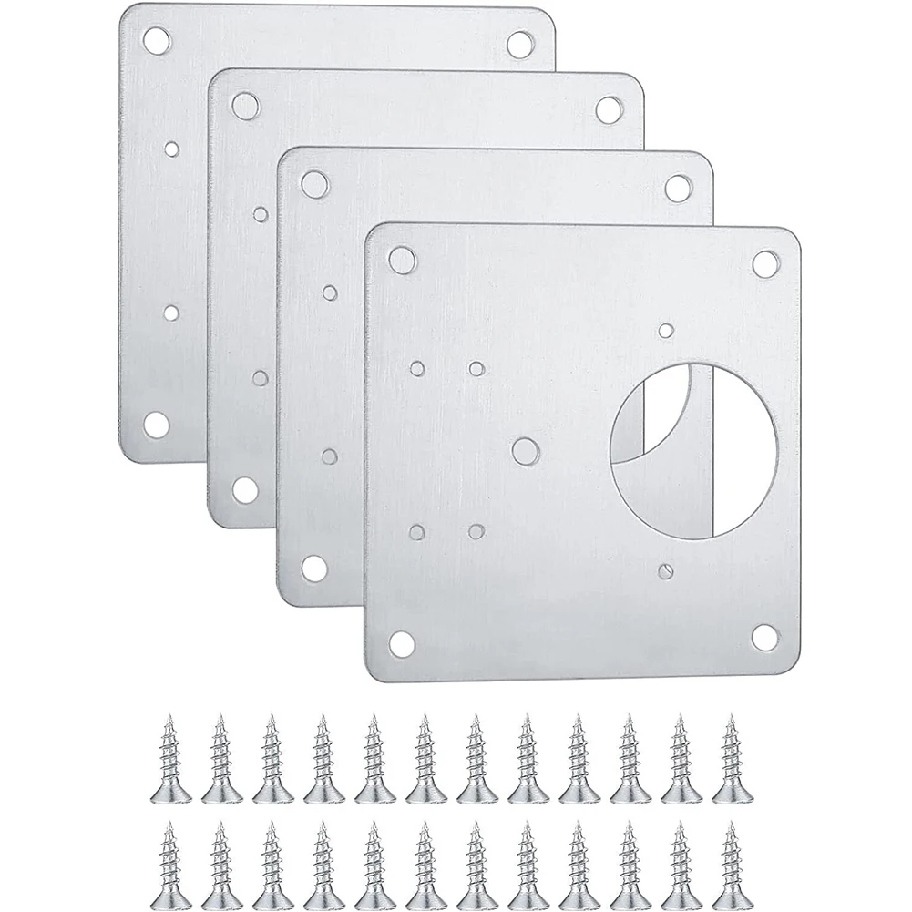 Cabinet Tool Hinge Repair Plate 90*90mm 3.5*3.5in Attractive 1 2 4 10 Pcs For Door Rust Resistant Stainless Steel