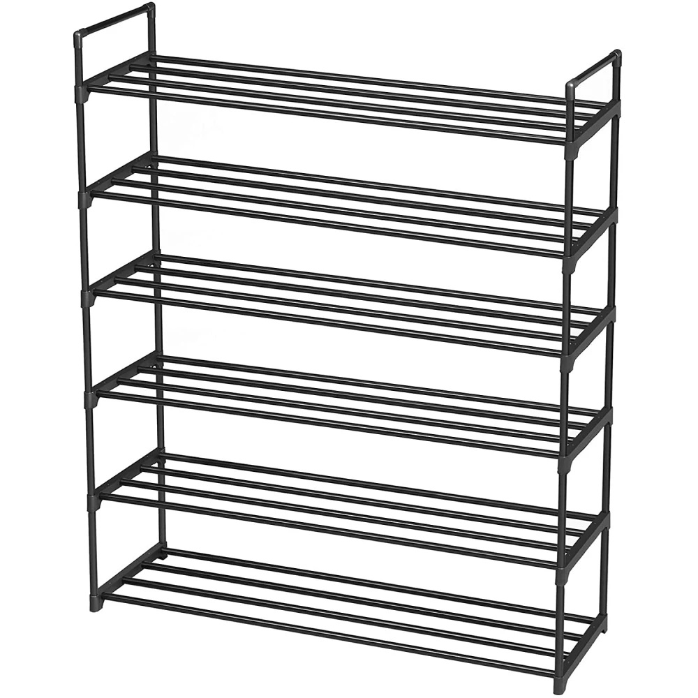 6 Tiers Shoe Rack Shoe Tower Shelf Storage Organizer For Bedroom, Entryway, Hallway, and Closet Black Color