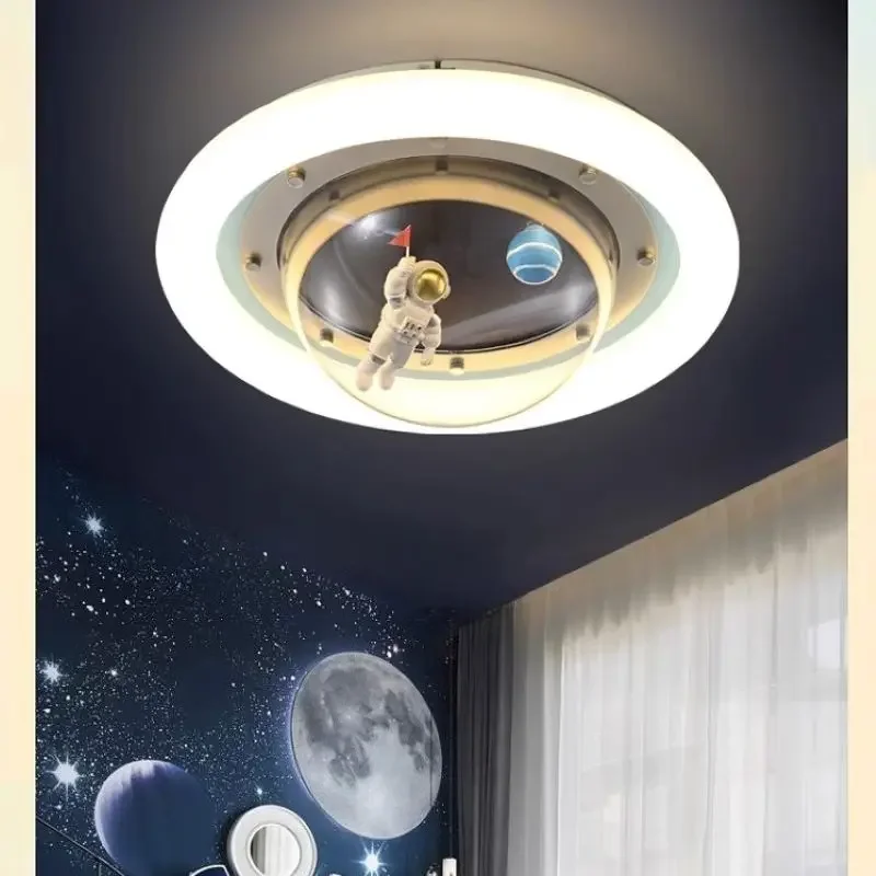 SANDYHA LED كارتون رائد الفضاء ضوء السقف للأطفال حماية العين ديكور غرفة الحضانة الأولاد غرفة نوم دراسة الإضاءة #3