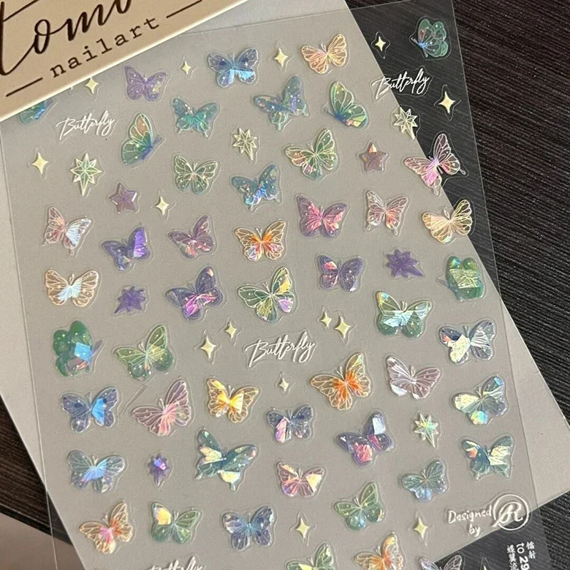 1/5sheets Colorful Butterfly Fairy Stickers Fashion Butterfly Wing Streamer Stickers Advanced Embossed Nail Art Stickers 2025 image 2