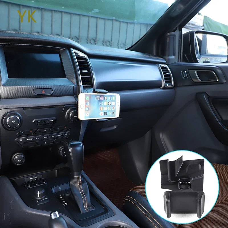 

For Ford Ranger Wiltrak 15-21 ABS Black Car Center Console Navigation Screen Below Mobile Phone Holder Interior Car Accessories