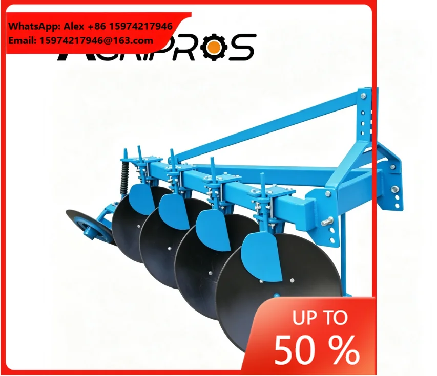 Mounted Disc Plough 3 Point Linkage Tractor Plow 400-1500mm Working Width Non-Wrapping Fits 18-160HP Farm Plowing Equipment