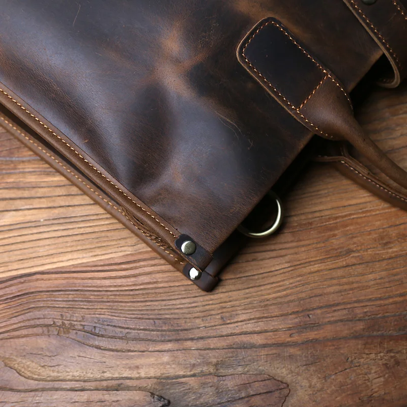 Nzpj Vintage Echt leder Herren Aktentasche natürliche Rindsleder Handtasche verrückte Pferd Leder Computer tasche lässige Umhängetasche – Detail 13
