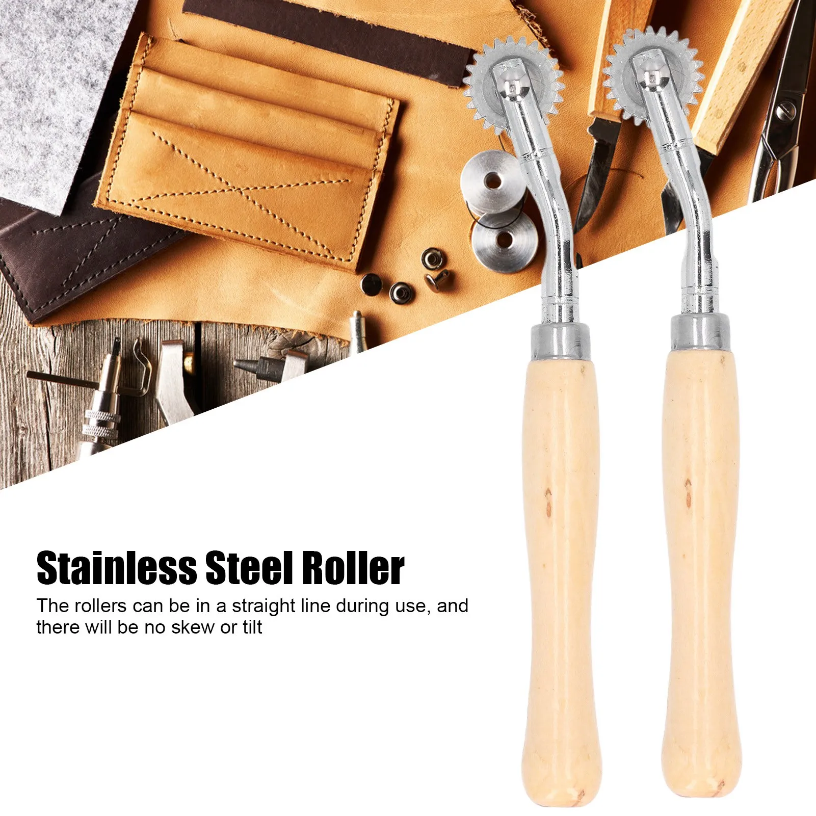 2Pcs Sewing Tracing Wheel Stainless Steel Roller Strong Grip Handle Pattern Marking Tool for Fabric Cloth Paper DIY