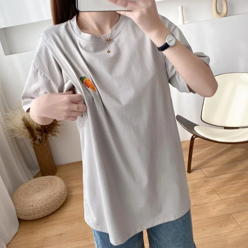Koszulka ciążowa do karmienia Top 98% bawełna matka koszulki do karmienia piersią T Shirt dla kobiet w ciąży letni top ciążowy nosić