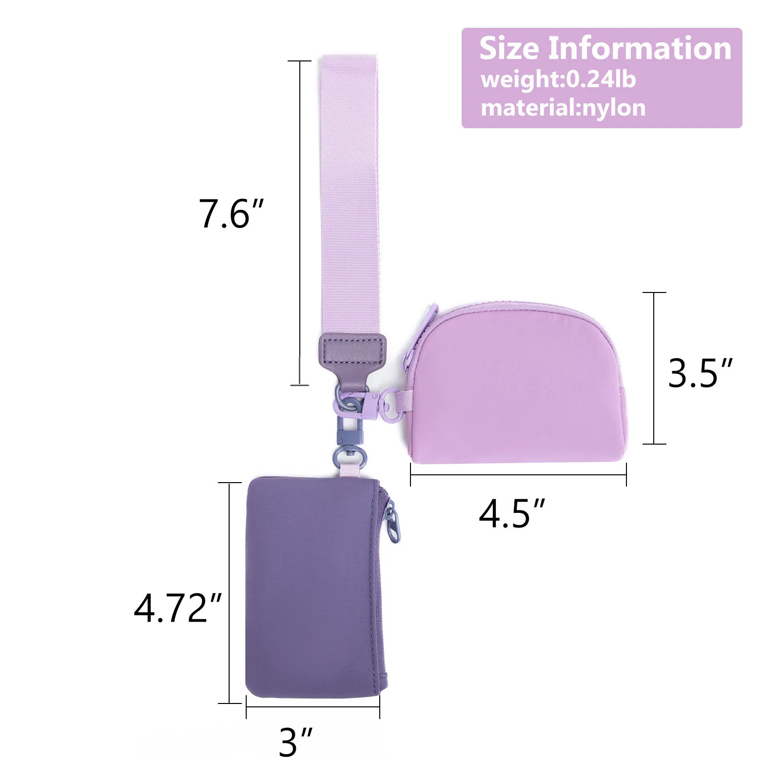 2024 New Lulu Portable  Wallet Wrist Bag Coin Storage Card Holder Nylon  Color Contrast Element Function Bag