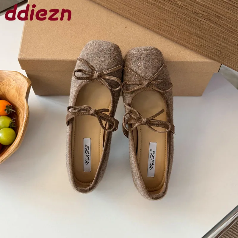 

Женская модная женская обувь без шнуровки из флока с узлом-бабочкой, мягкая женская обувь на плоской подошве, женская обувь Мэри Джейн на плоской подошве