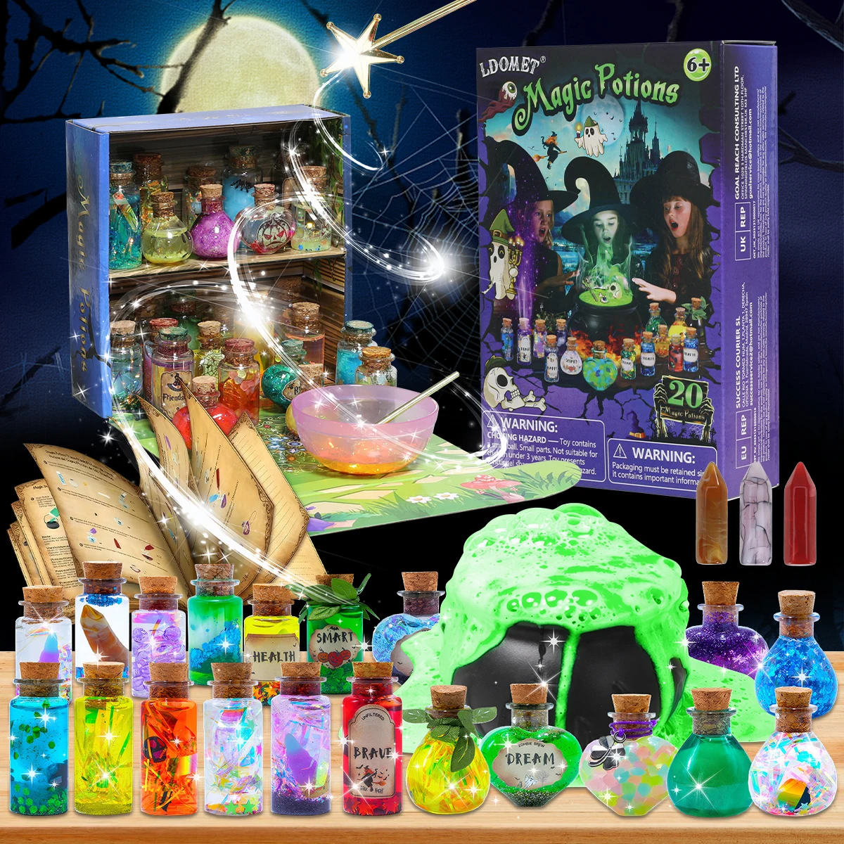 

Mix 20 Mystery Potions Craft Kit DIY Christmas Mixed Magic Wizard Potion Bottles Witches' Magical Color Changing Potions Kit