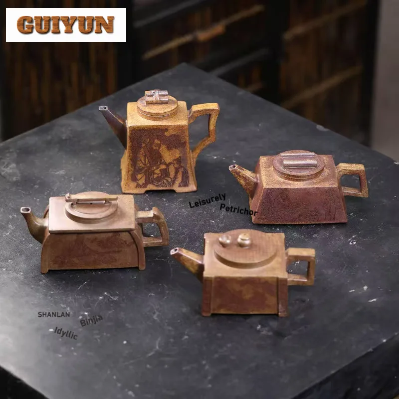 

Vintage Yixing Purple Clay Teapots Master Handmade Pot Raw Ore Agilawood Mud Kettle With Filter Chinese Zisha Tea Set Supplies