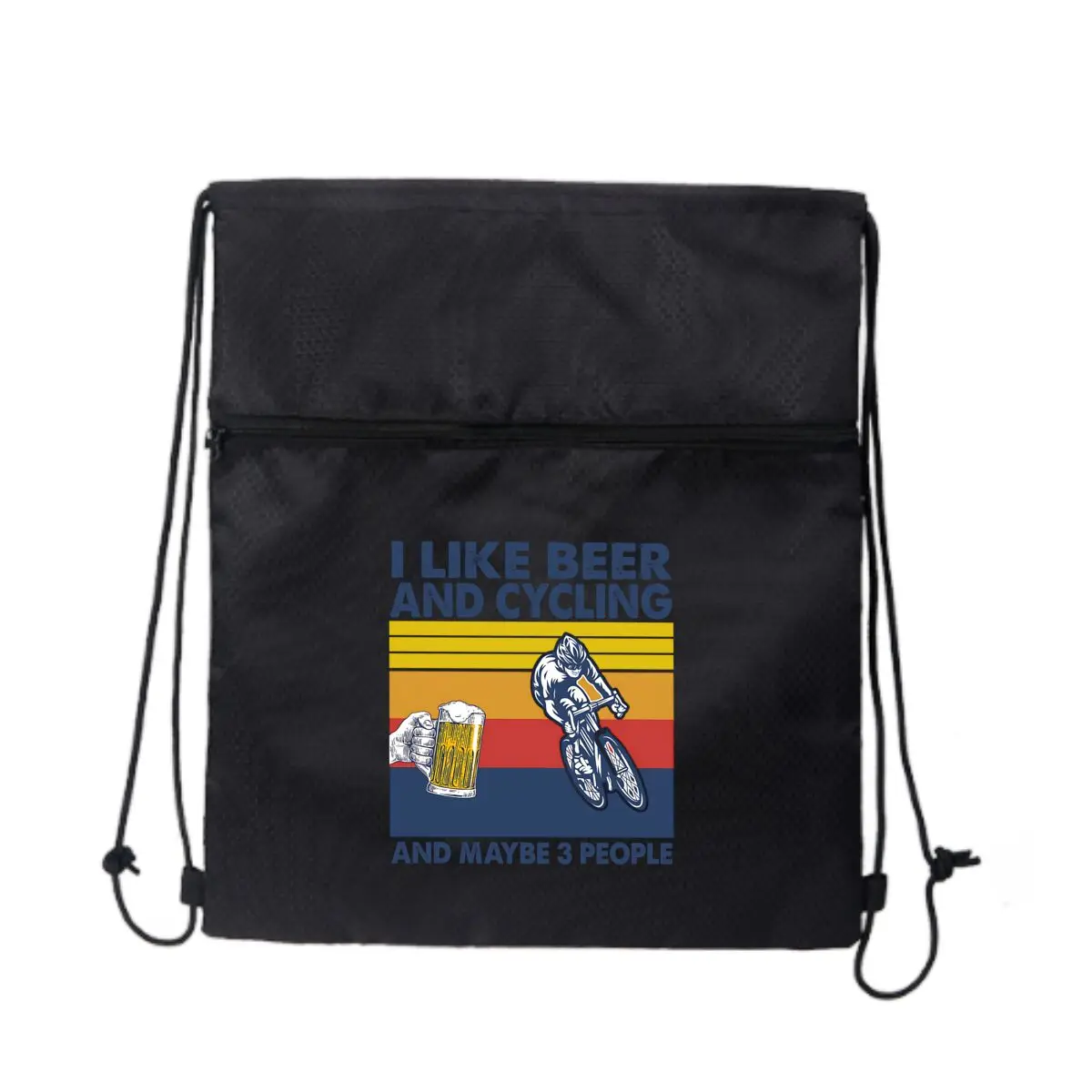 

Пиво Велоспорт Весело Хобби Образ жизни Дизайн Черная велосипедная сумка на молнии на шнурке Компактная для велосипедных предметов первой необходимости