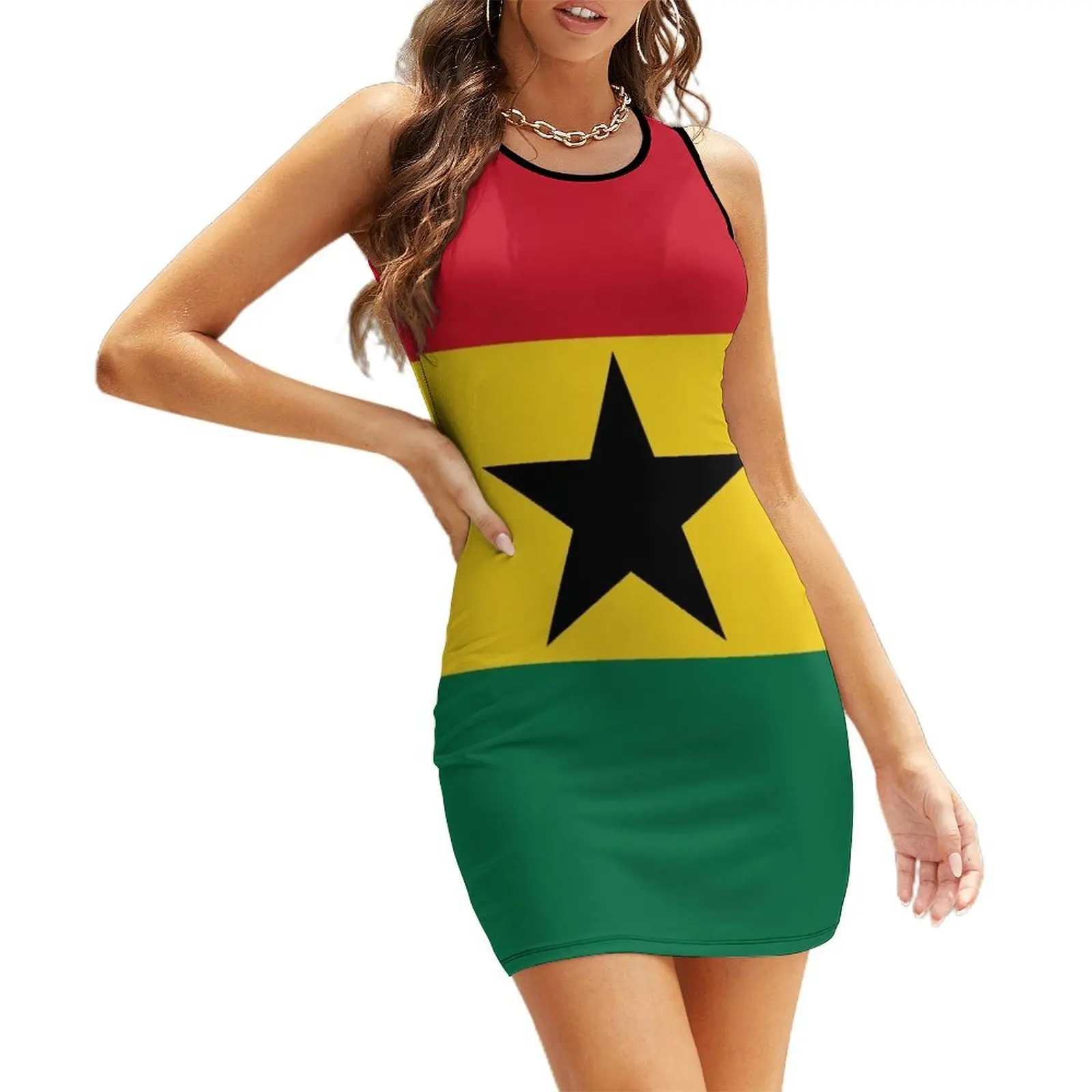 

Ghana Flag Sleeveless Sundress Dress women summer clothes luxury evening dresses for women 2025 Female dress
