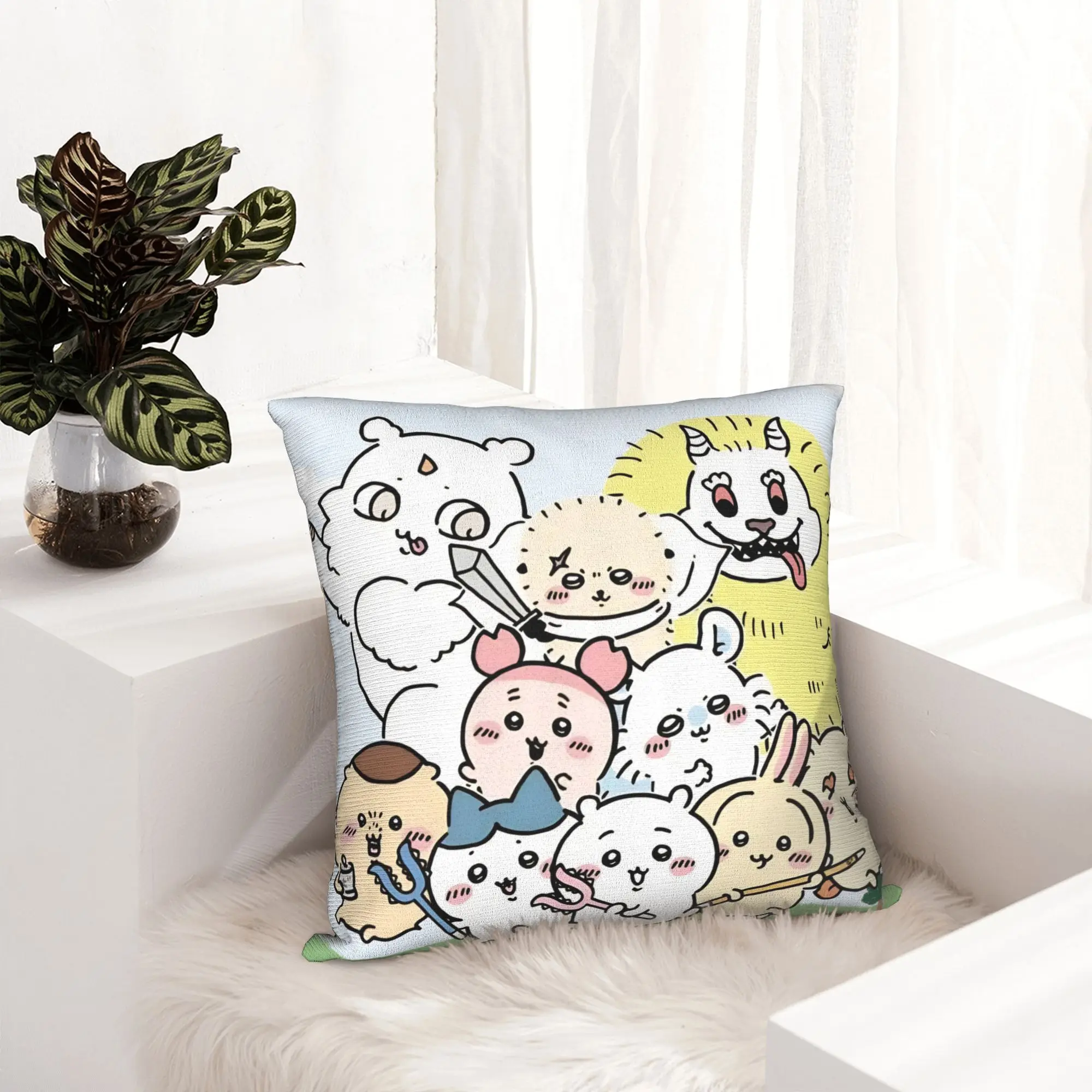 Kawaii Chiikawas Pillowcase Soft Polyester Cushion Cover Gift  Pillow Case Cover Home Drop Shipping 45X45cm