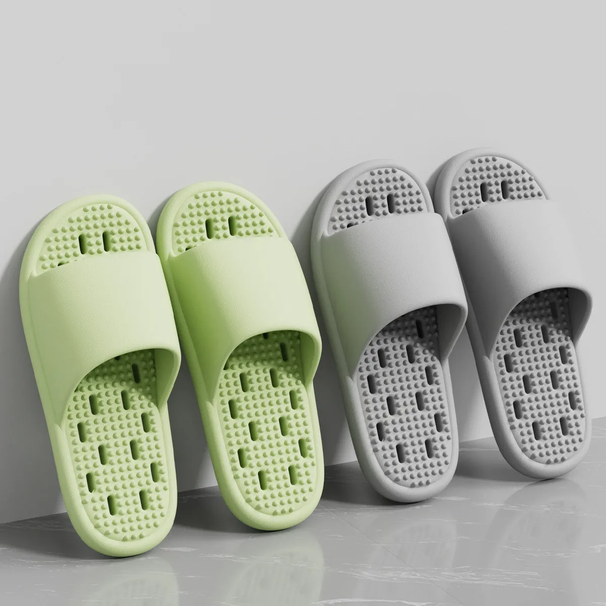 

Women Bathroom Slippers Quick-drying Hollow Out Massage Slipper Soft Light EVA Home Breathable Men Shower Shoes Beach Sandals