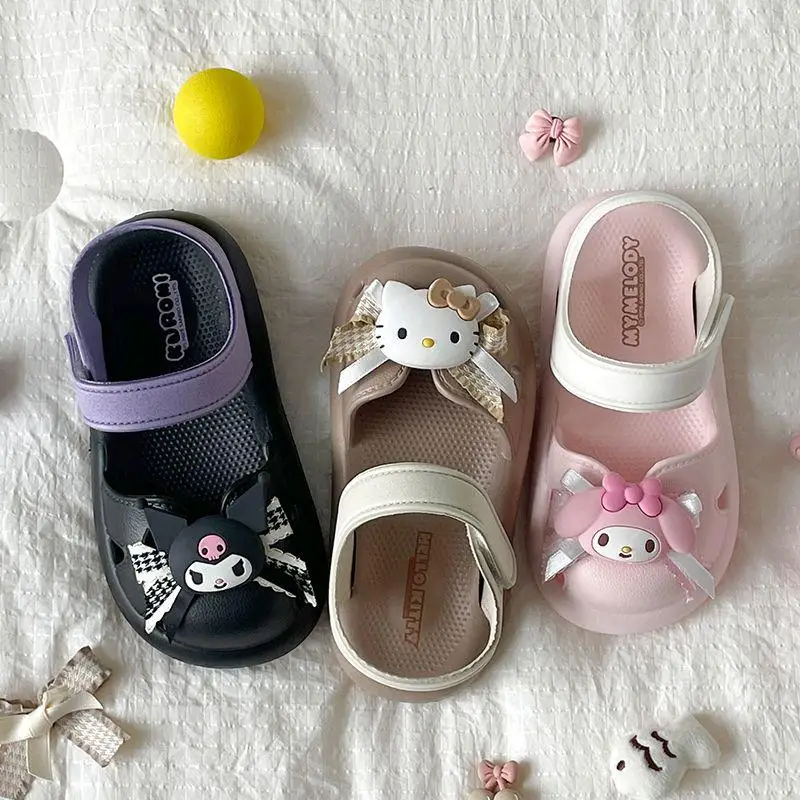 

Sanrio Hello Kitty Kawaii сандалии Marie Jane, детская обувь для девочек, летняя уличная нескользящая обувь с бантом, удобная, износостойкая, новая