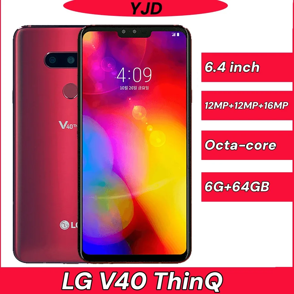 97% جديد LG V40 ThinQ V409N/V405EBW/V405UA 6GB RAM 64GB 128GB ROM 16MP كاميرا ثلاثية LTE أندرويد الهاتف المحمول الأصلي الهاتف المحمول #1