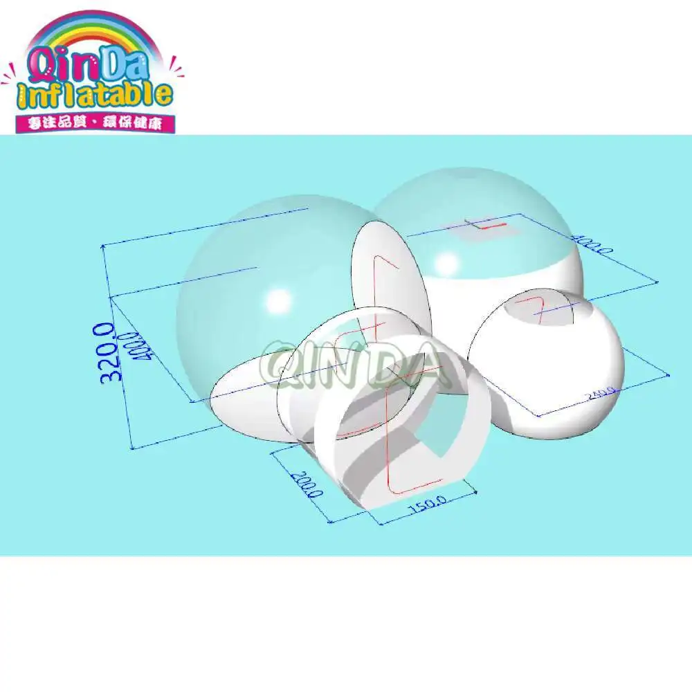 Tienda de campaña inflable transparente transparente con burbujas de cristal para acampar alquiler al aire libre/tienda inflable con cúpula de burbujas con túnel