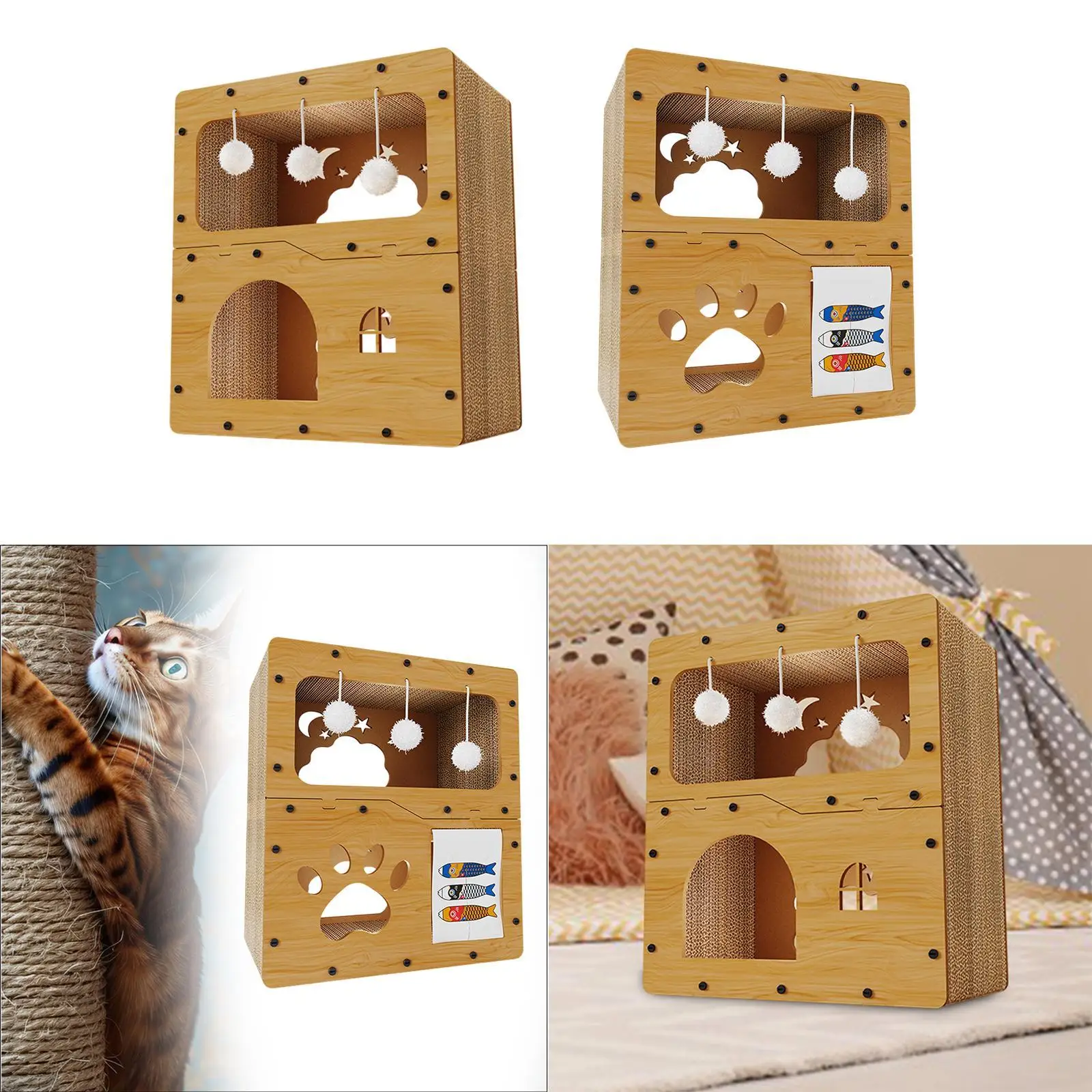 Cat Scratcher House Resting and Sleeping Hide Out Cat Corrugated House for Pet Gift Kitty Small Animals Home Decor Indoor Cats