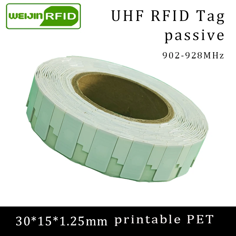 UHF RFID Ultrathin anti metal tag 915m 868m Monza R6 30*15*1.25mm EPC 6C IT fixed assets printable passive RFID PET Label