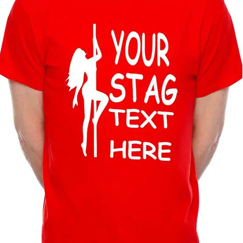 Personalised Stag Party T-Shirt Your Choice Of Name Town Text Funny Stripper