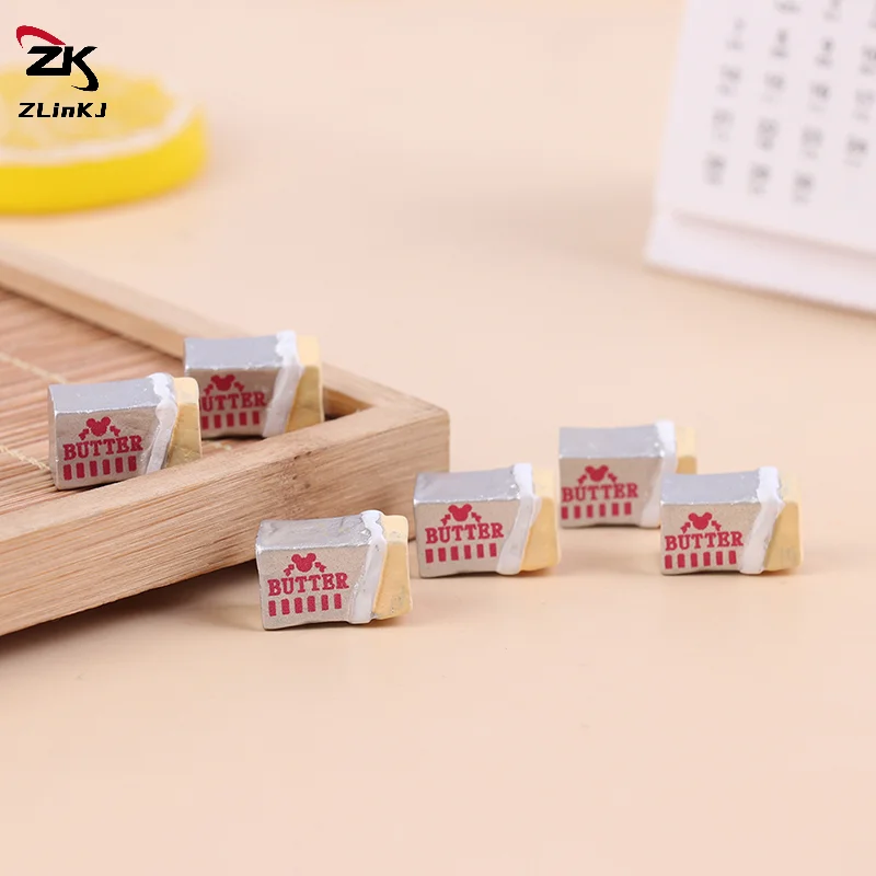 (ZYDD01) 6Pcs Simulation Food Butter Miniature Pretend Play Kitchen Diy Bread Set Toy Breakfast Tableware Doll House Accessories