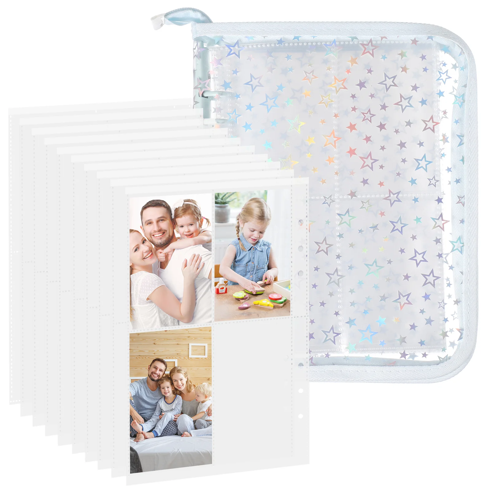 

A5 Zip Photo Album 6 Holes Pvc Binder Large Capacity Sturdy Wear Resistant Photocard Holder Book Card Storage Solution