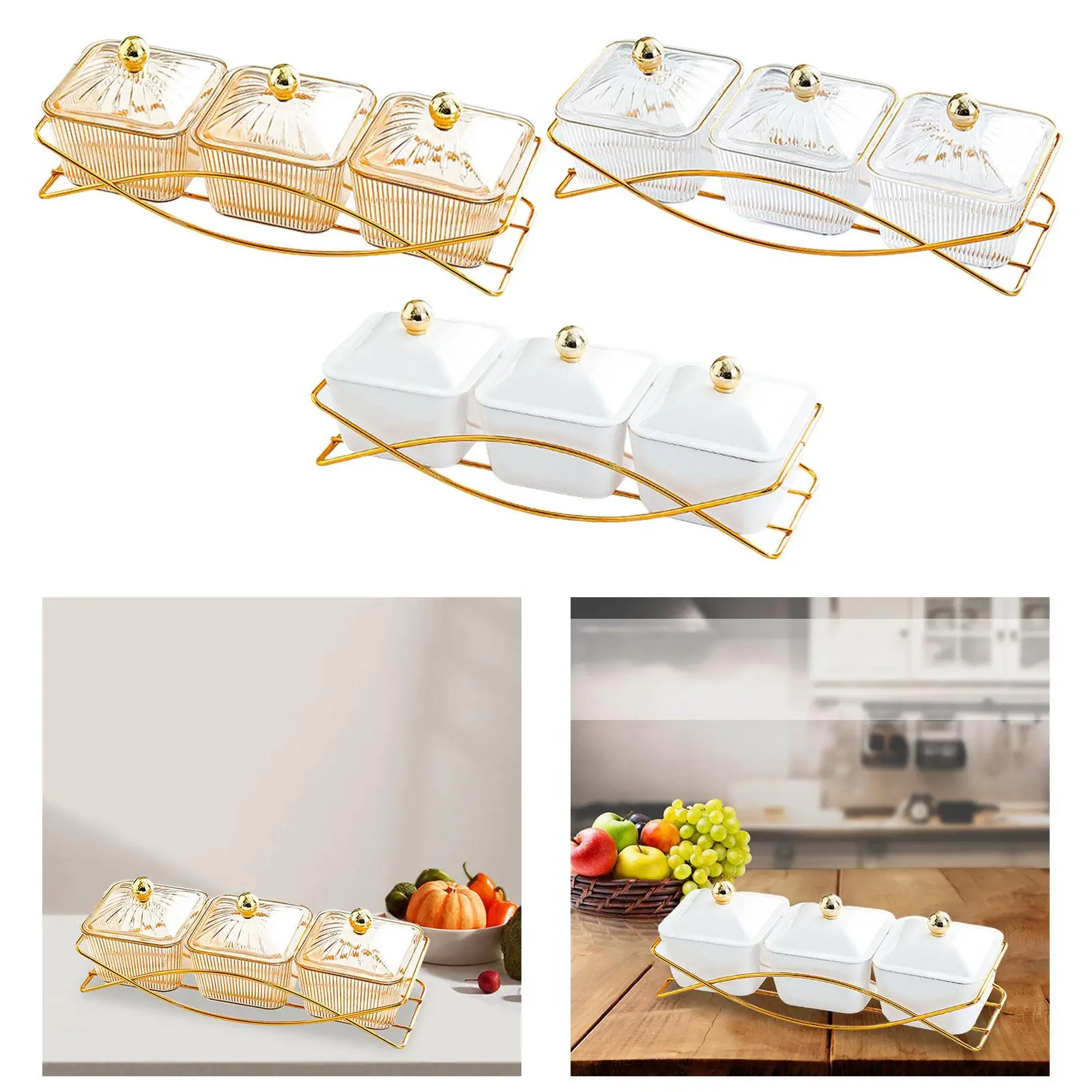 

Compartment Appetizer Food Display Dish Platter with Lid Nut and Candy Serving Tray for Home Appetizer Kitchen Wedding Party