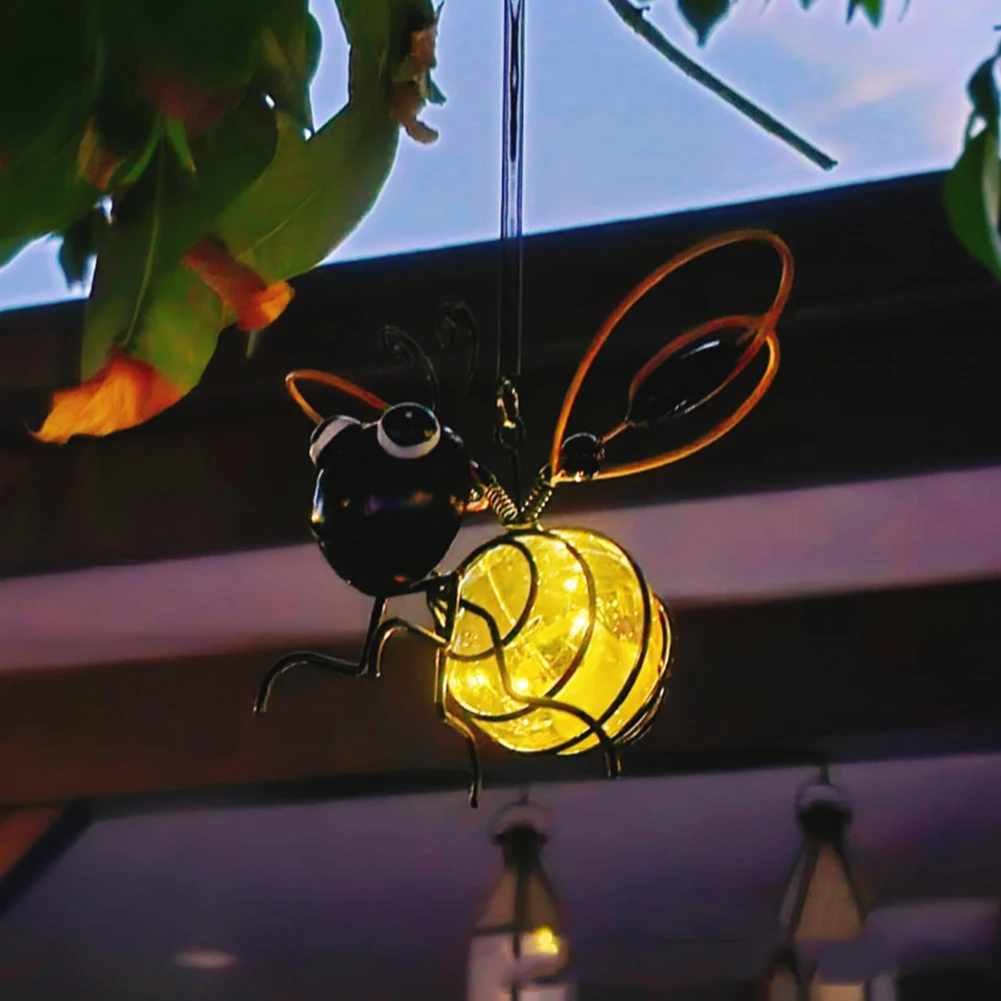 Светодиодная подвесная лампа с летающими животными, милая статуя на солнечной энергии, орнамент, лампа IP44, водонепроницаемая, для двора, балкона, крыльца, украшение для сада