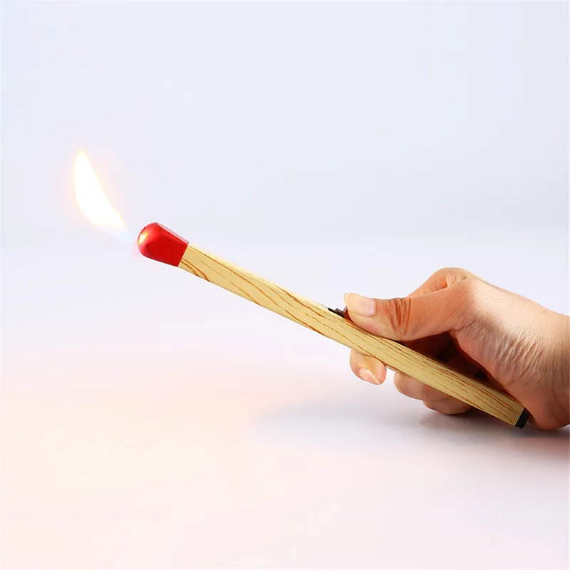 Creative Matchstick Shaped Lighter Refillable Practical Long Matchstick Lighter Adjustable Metal Lighter for Fireplaces Camping