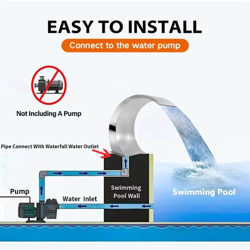 Fontana per massaggio sauna con ugello per piscina ad arco a cascata per piscina in acciaio inossidabile adatta per cortile da giardino interno ed esterno