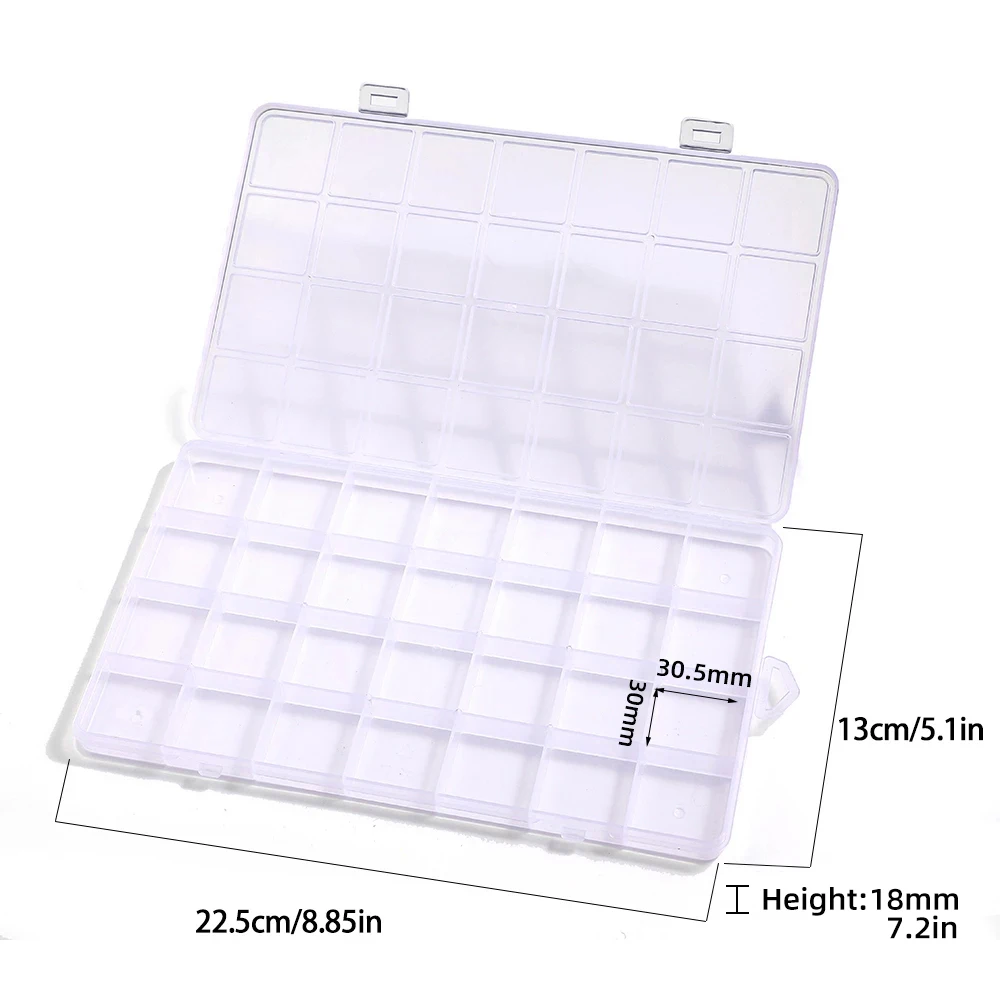 28 Grid Rectangle Plastic Jewelry Box Compartment Storage Box Case Jewelry Earring Bead Craft Display Container Organizer